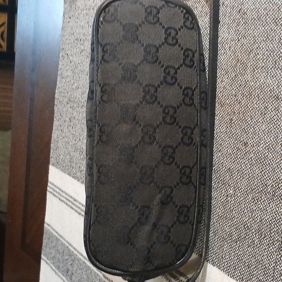 Authentic Gucci Vintage Hand Bag Pouch Purse GG Canvas Leather Black - Picture 7 of 16